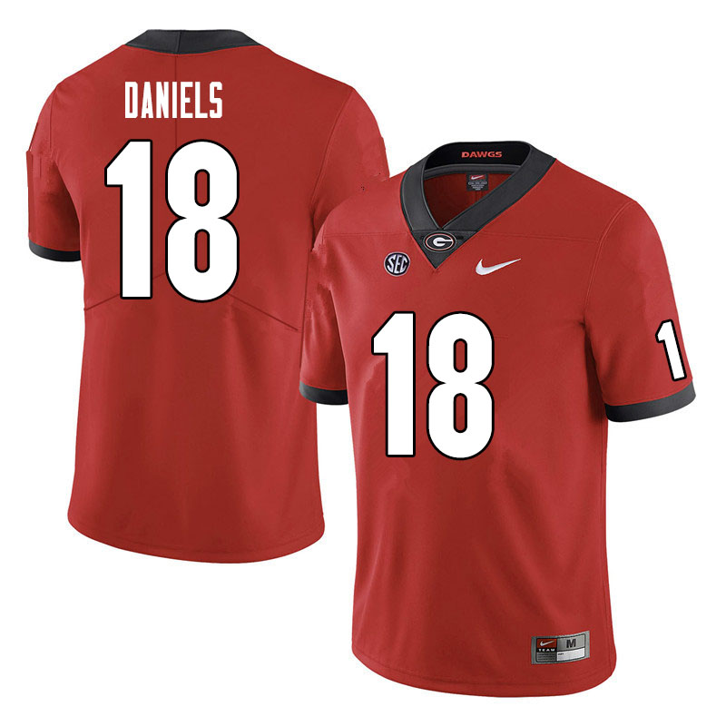 Men #18 JT Daniels Georgia Bulldogs College Football Jerseys Sale-Red - Click Image to Close